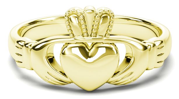 Picture of a gold claddagh ring