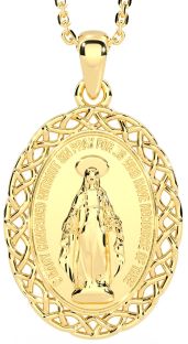 10K Gold Celtic "Miraculous Mary Medal" Pendant