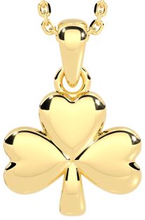 Gold Irish Shamrock Pendant  Necklace Charm