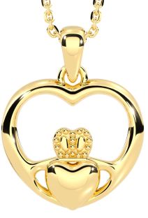 14K Two Tone Gold Silver Claddagh "Heart" Pendant