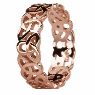 Ladies 14K Rose Gold Silver Celtic Knot Band Ring