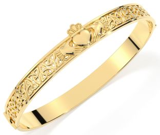 14K Gold coated Solid Silver "Claddagh" Celtic Knot Bracelet