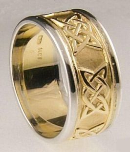 Mens 10K/14K/18K Two Tone Gold Celtic "Lovers Knot" Wedding Ring