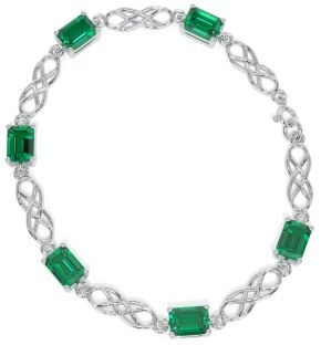 Silver Celtic Emerald Bracelet