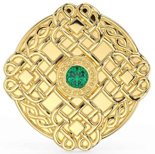 Emerald Gold Silver Celtic Warrior Brooch