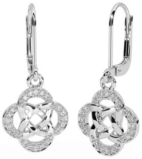 Diamond White Gold Celtic Dangle Earrings