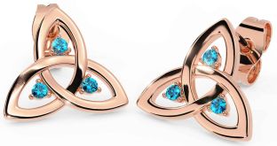 Topaz Rose Gold Silver Celtic Trinity Knot Stud Earrings