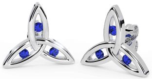 Ladies Sapphire Silver Celtic Trinity knot Ring 