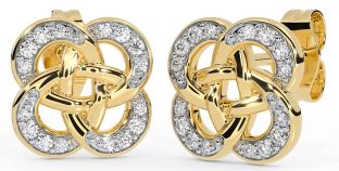 Diamond Gold Silver Celtic Knot Dangle Earrings