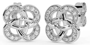 Diamond White Gold Celtic Knot Dangle Earrings