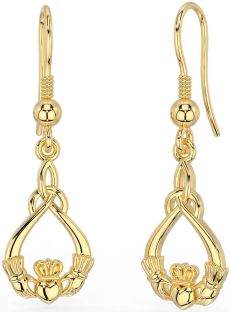 Gold Claddagh Dangle Earrings