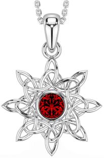 Garnet Silver Celtic Necklace