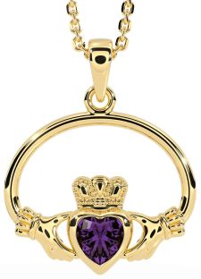 Alexandrite Gold Silver Claddagh Necklace