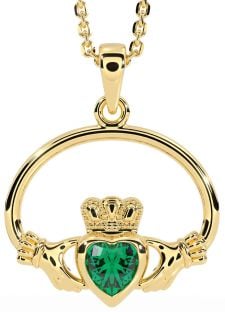 Emerald Gold Claddagh Necklace