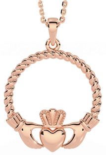Rose Gold Silver Celtic Claddagh Necklace