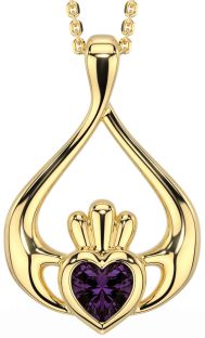 Alexandrite Gold Silver Claddagh Necklace