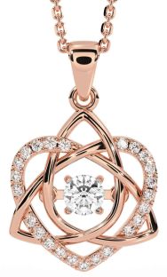 Diamond Rose Gold Silver Celtic Knot Heart Necklace