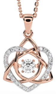 Diamond Rose Gold Silver Celtic Knot Heart Necklace