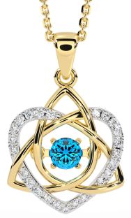 Diamond Topaz Gold Silver Celtic Knot Heart Necklace