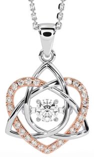 Diamond White Rose Gold Celtic Knot Heart Necklace