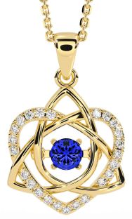 Diamond Sapphire Gold Celtic Knot Heart Necklace