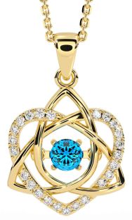 Diamond Topaz Gold Celtic Knot Heart Necklace