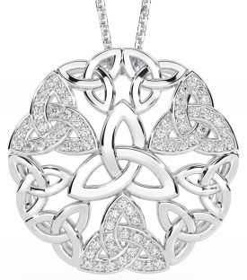 Diamond White Gold Celtic Trinity Knot Necklace