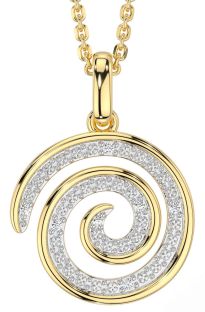 Diamond Gold Silver Celtic Spiral Necklace