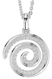 Diamond Silver Celtic Spiral Necklace