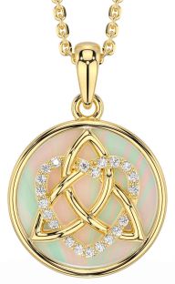 Diamond Gold Celtic Trinity Knot Heart Necklace
