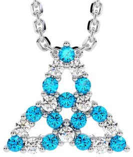 Diamond Topaz Silver Celtic Trinity Knot Necklace
