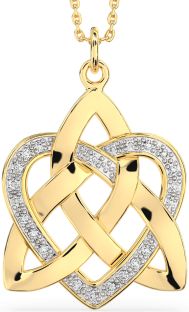 Diamond Gold Silver Celtic Knot Heart Necklace