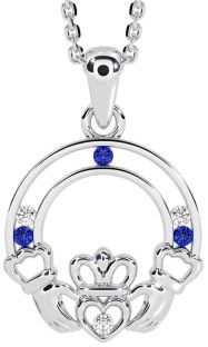 Ladies Sapphire Silver Celtic Trinity knot Ring 