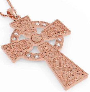 Large Diamond Rose Gold Celtic Cross Necklace