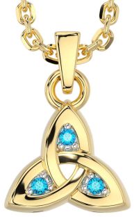 Topaz Gold Silver Celtic Trinity Knot Charm Necklace