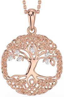 Diamond Rose Gold Celtic Tree of Life Necklace