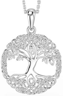 Diamond Silver Celtic Tree of Life Necklace