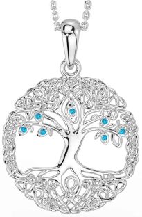 Topaz Silver Celtic Tree of Life Necklace