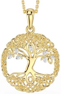 Diamond Gold Celtic Tree of Life Necklace