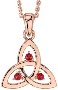 Ruby Rose Gold Silver Celtic Trinity Knot Necklace