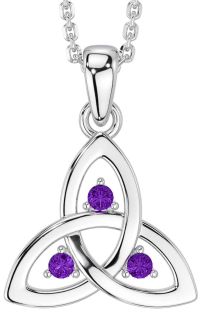 Amethyst White Gold Celtic Trinity Knot Necklace