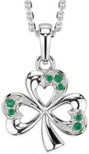 Emerald Silver Shamrock Necklace