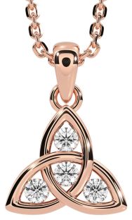 Diamond Rose Gold Celtic Trinity Knot Necklace