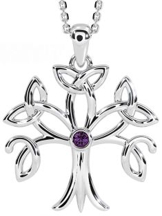 Alexandrite Silver Celtic Tree of Life Trinity Knot Necklace