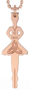Rose Gold Silver Irish Dancer Celtic Trinity Knot Necklace