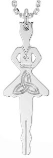 Silver Irish Dancer Celtic Trinity Knot Necklace