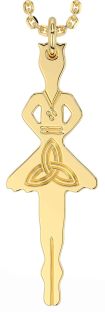 Gold Irish Dancer Celtic Trinity Knot Necklace