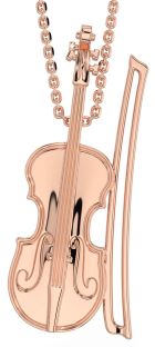 Rose Gold Silver Fiddle Irish Music Necklace