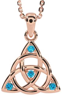 Topaz Rose Gold Silver Celtic Trinity Knot Necklace