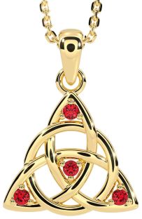Ruby Gold Silver Celtic Trinity Knot Necklace
